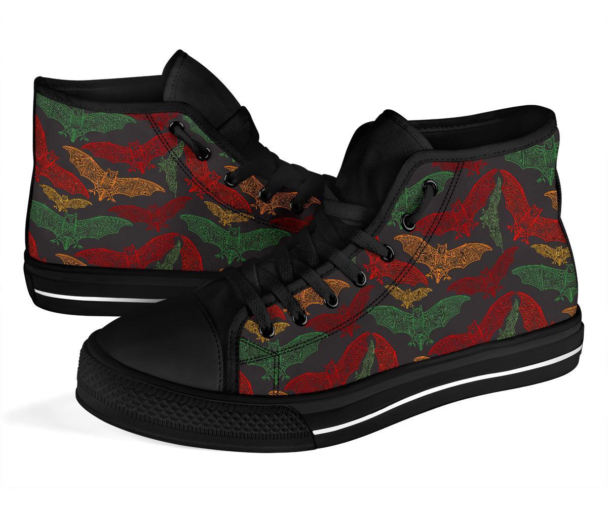 Aztec Bat Halloween Pattern Print Men Women's High Top Shoes-grizzshop
