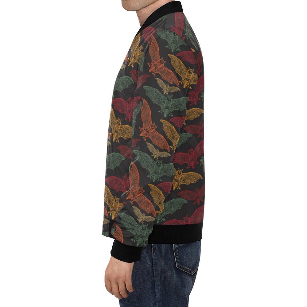 Aztec Bat Halloween Pattern Print Men's Bomber Jacket-grizzshop