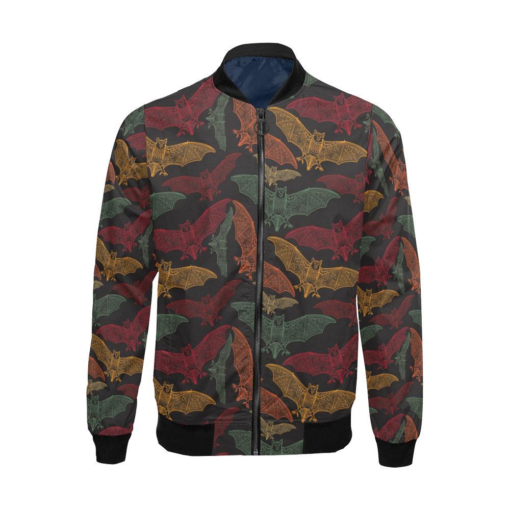 Aztec Bat Halloween Pattern Print Men's Bomber Jacket-grizzshop