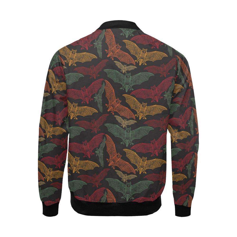 Aztec Bat Halloween Pattern Print Men's Bomber Jacket-grizzshop