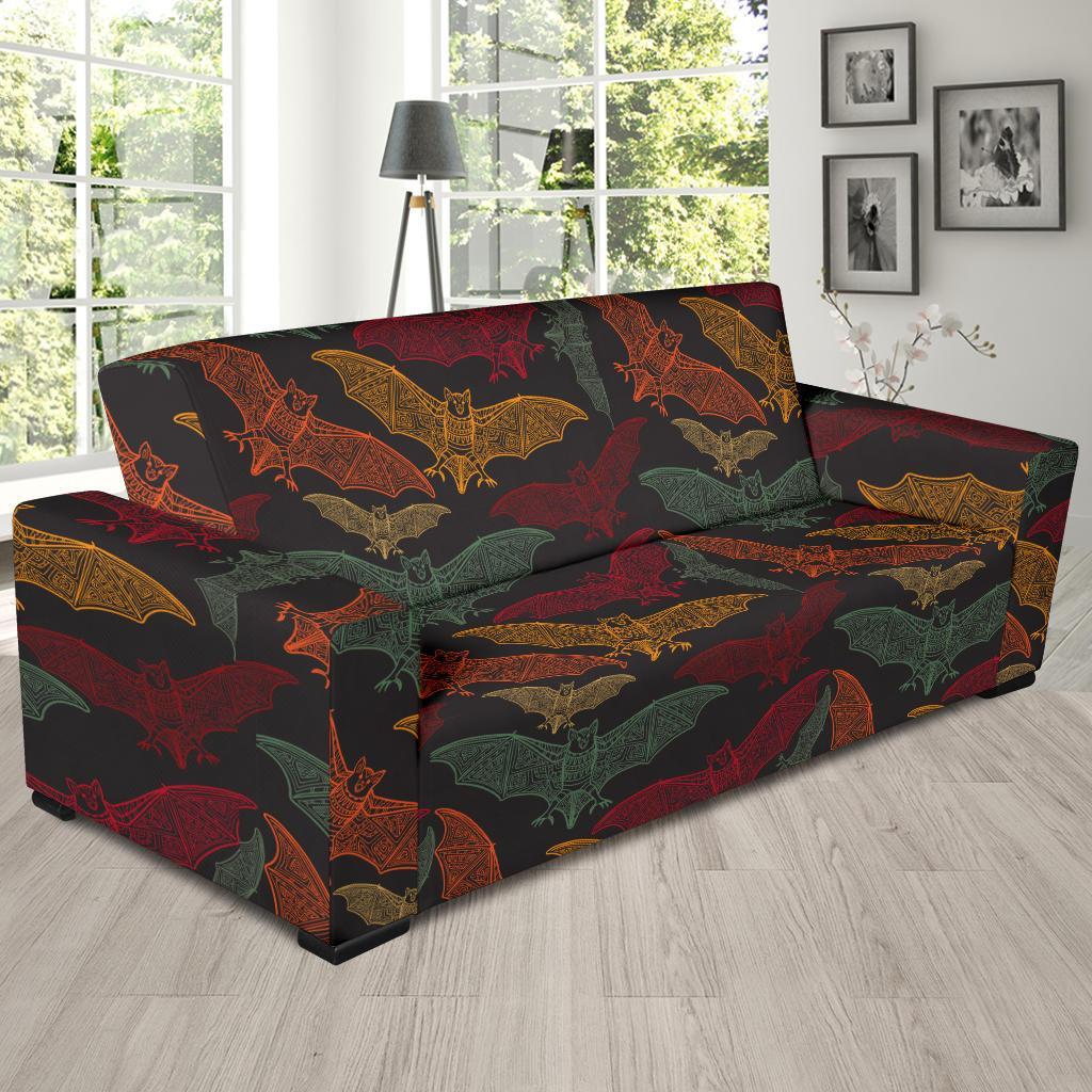 Aztec Bat Halloween Pattern Print Sofa Covers-grizzshop