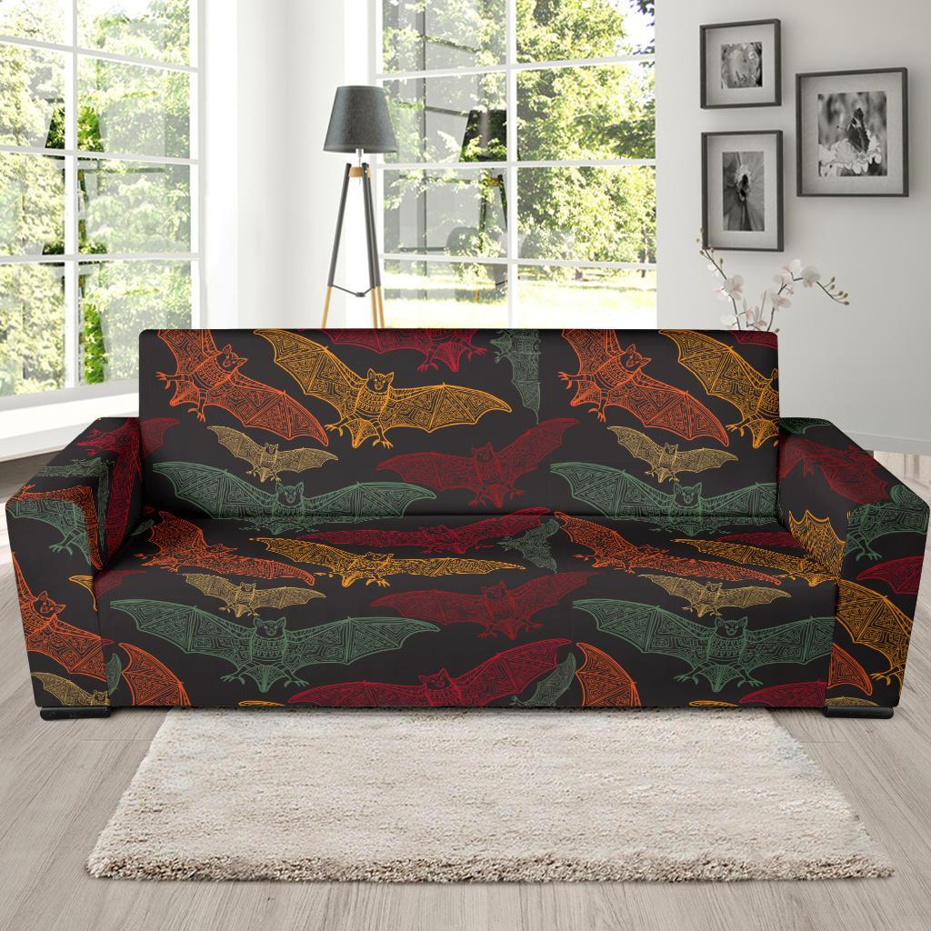 Aztec Bat Halloween Pattern Print Sofa Covers-grizzshop