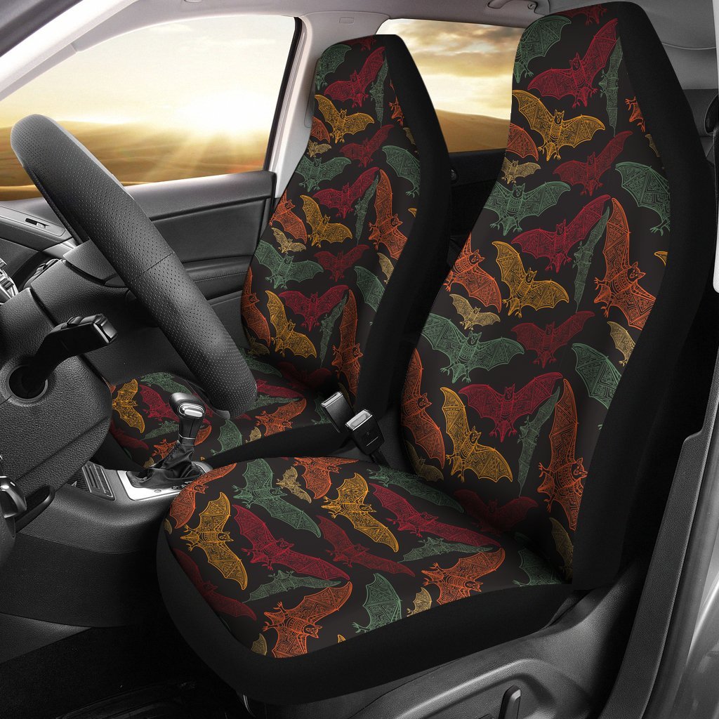 Aztec Bat Halloween Pattern Print Universal Fit Car Seat Cover-grizzshop