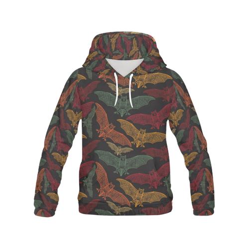 Aztec Bat Halloween Pattern Print Women Pullover Hoodie-grizzshop