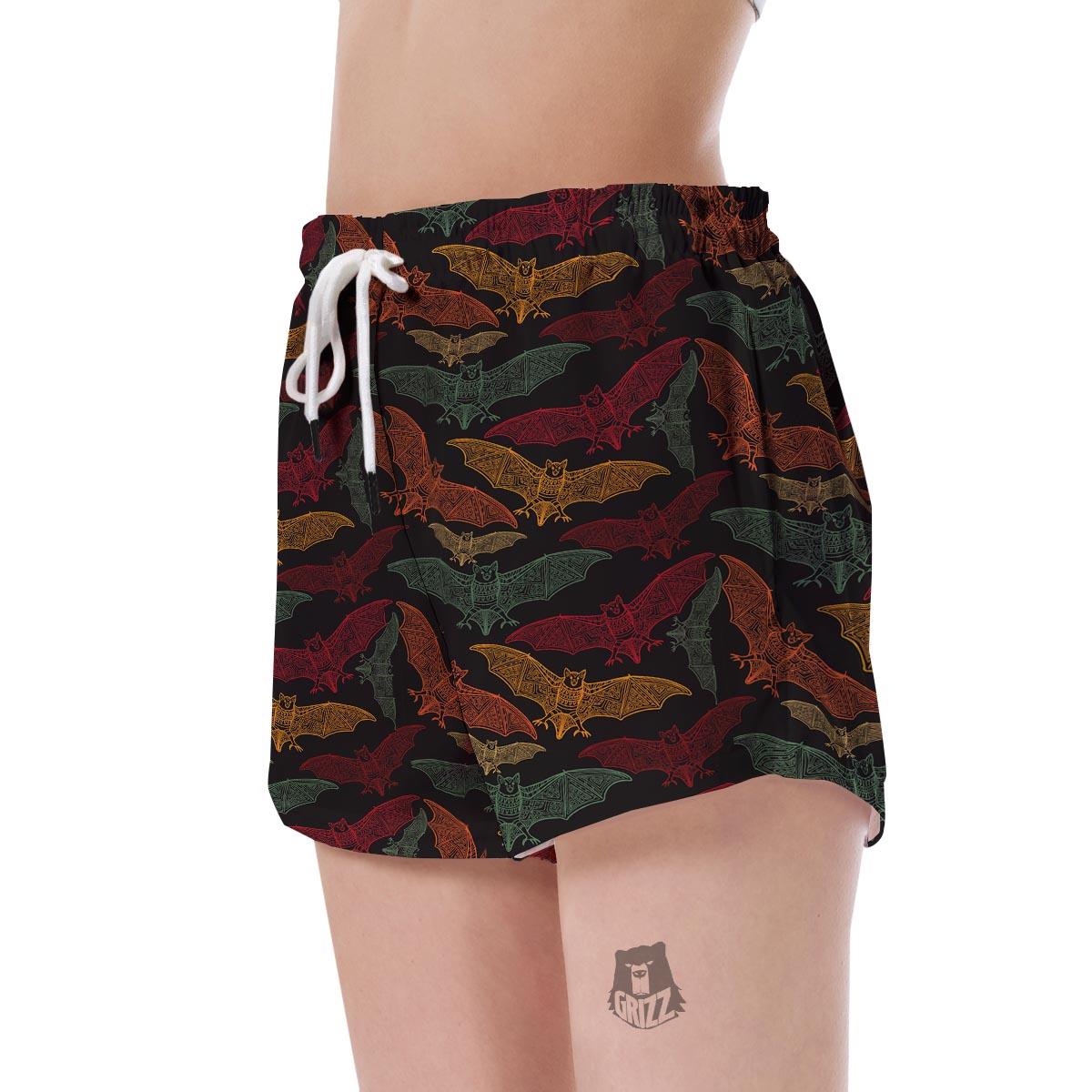 Aztec Bat Halloween Pattern Print Women's Shorts-grizzshop