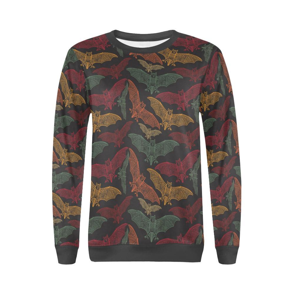 Aztec Bat Halloween Pattern Print Women's Sweatshirt-grizzshop