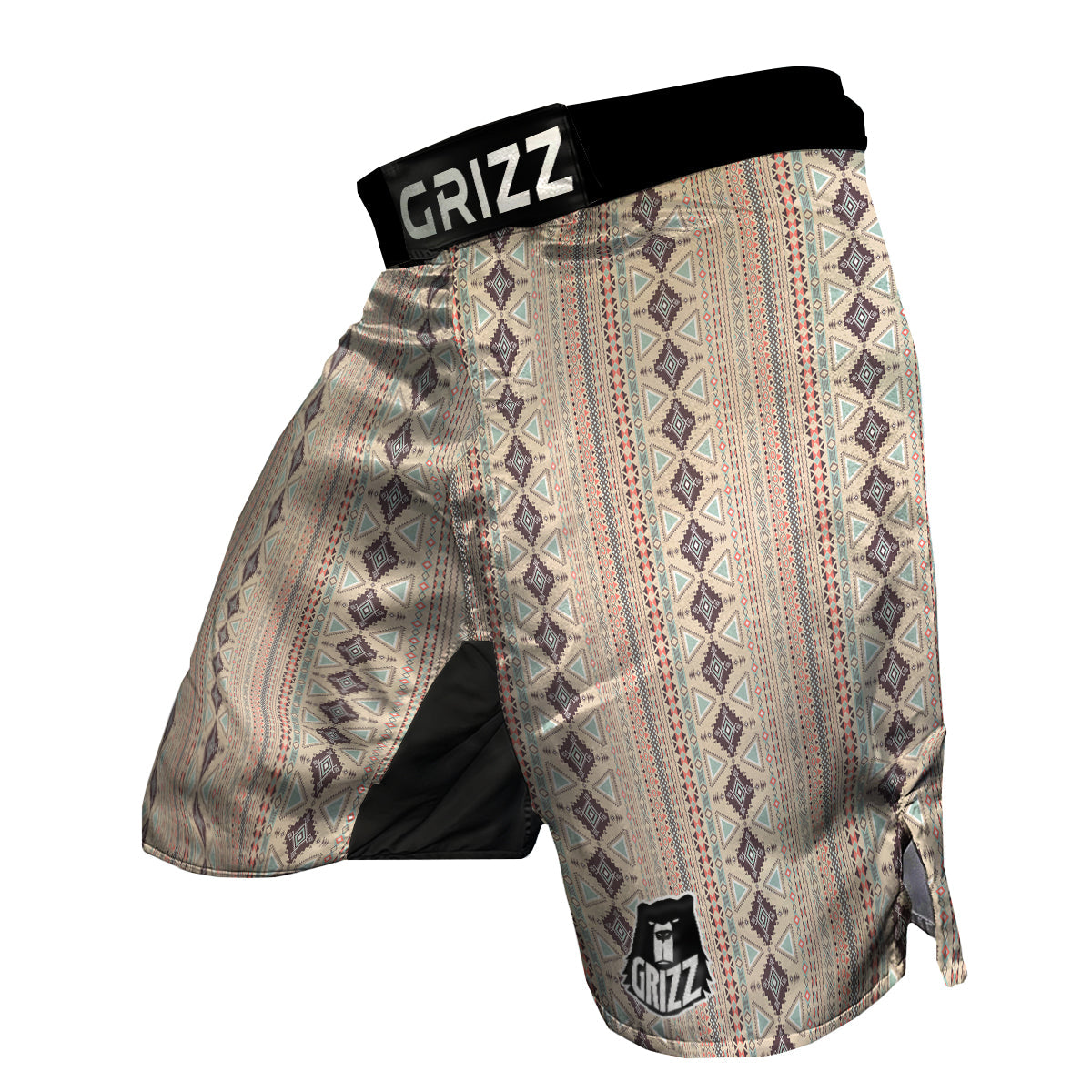 Aztec Beige Print Pattern MMA Shorts-grizzshop