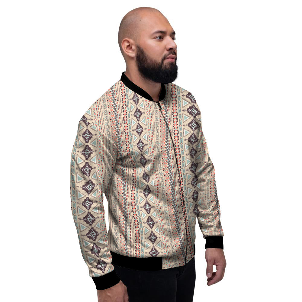 Aztec Beige Print Pattern Men's Bomber Jacket-grizzshop