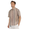 Aztec Beige Print Pattern Men's Short Sleeve Shirts-grizzshop