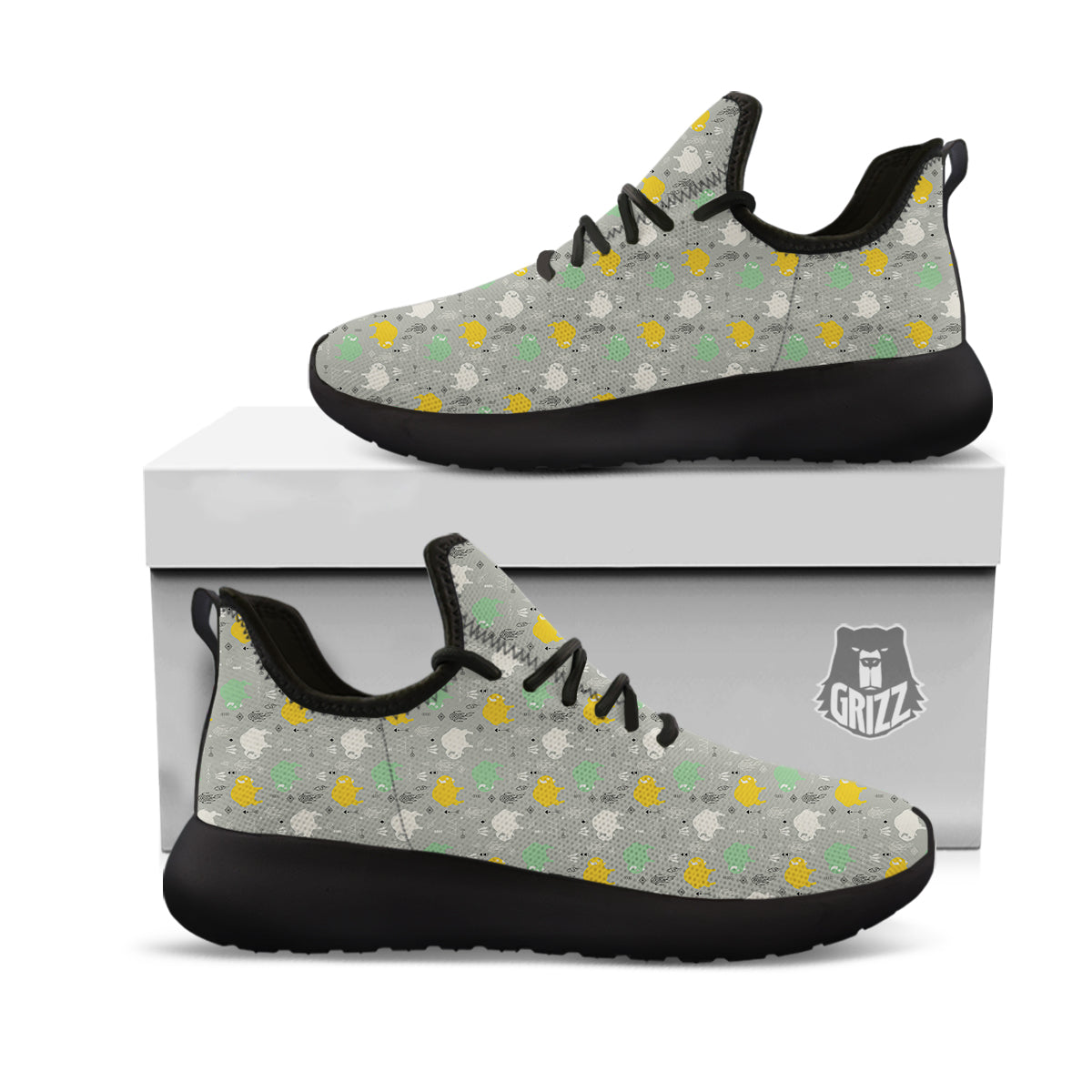 Aztec Bison Print Pattern Black Athletic Shoes-grizzshop