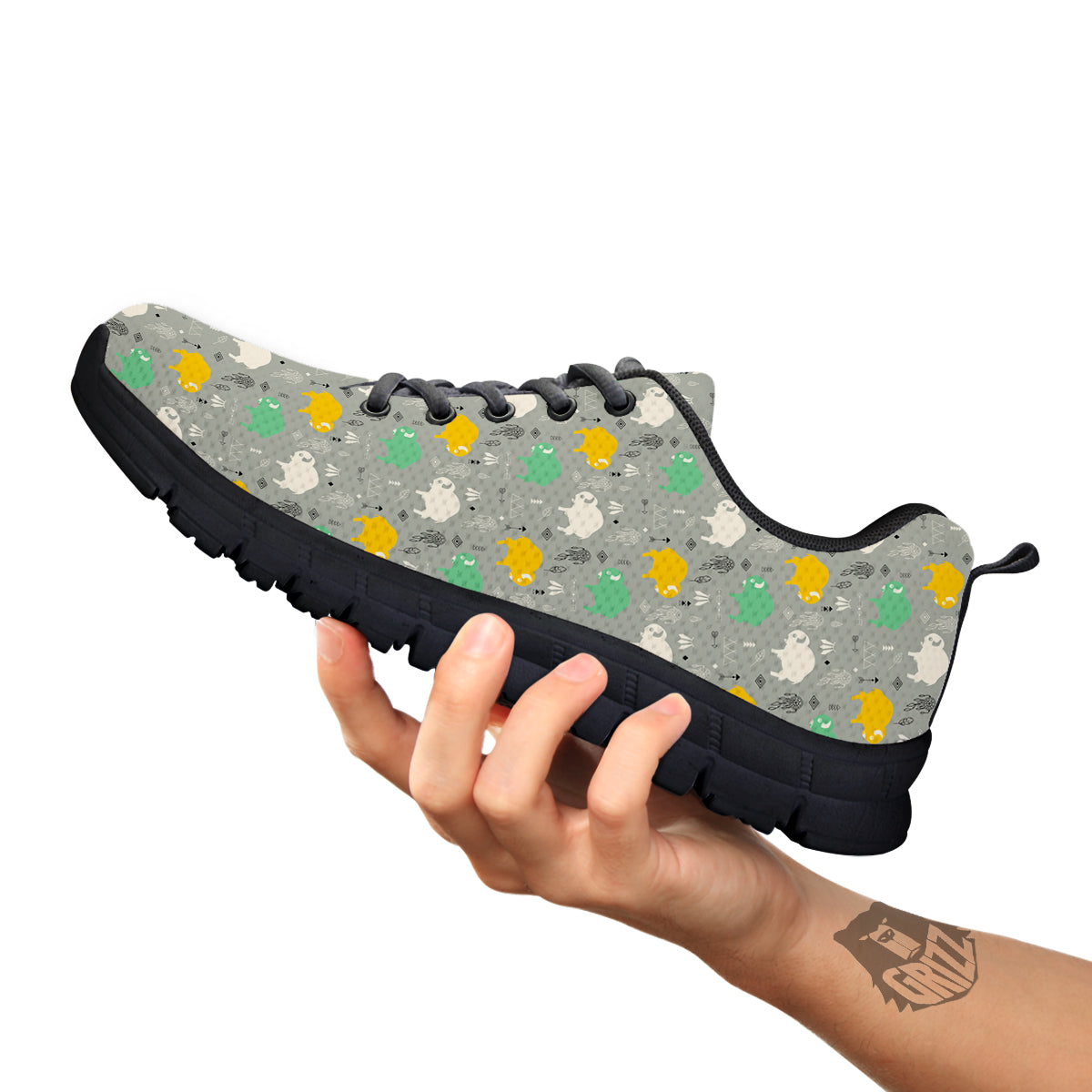 Aztec Bison Print Pattern Black Sneaker-grizzshop