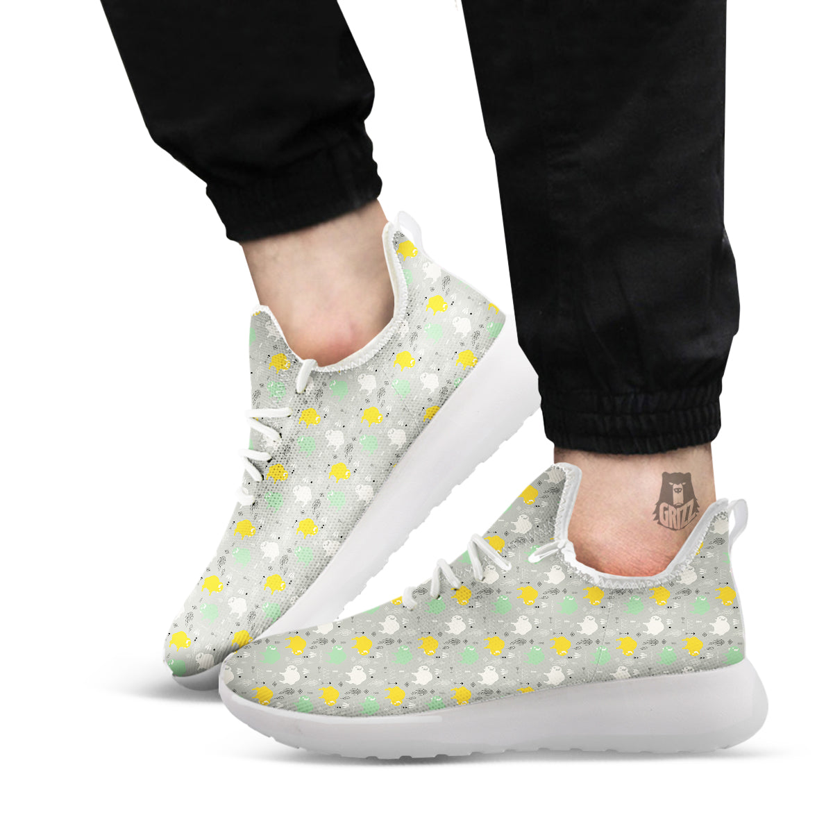 Aztec Bison Print Pattern White Athletic Shoes-grizzshop