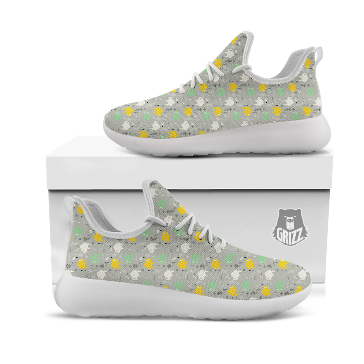 Aztec Bison Print Pattern White Athletic Shoes-grizzshop
