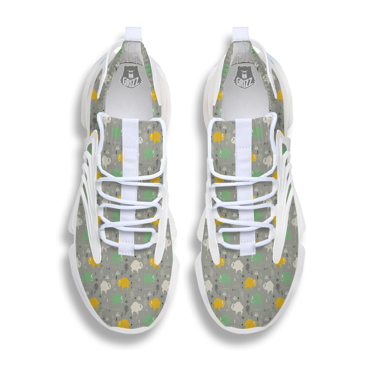 Aztec Bison Print Pattern White Gym Shoes-grizzshop