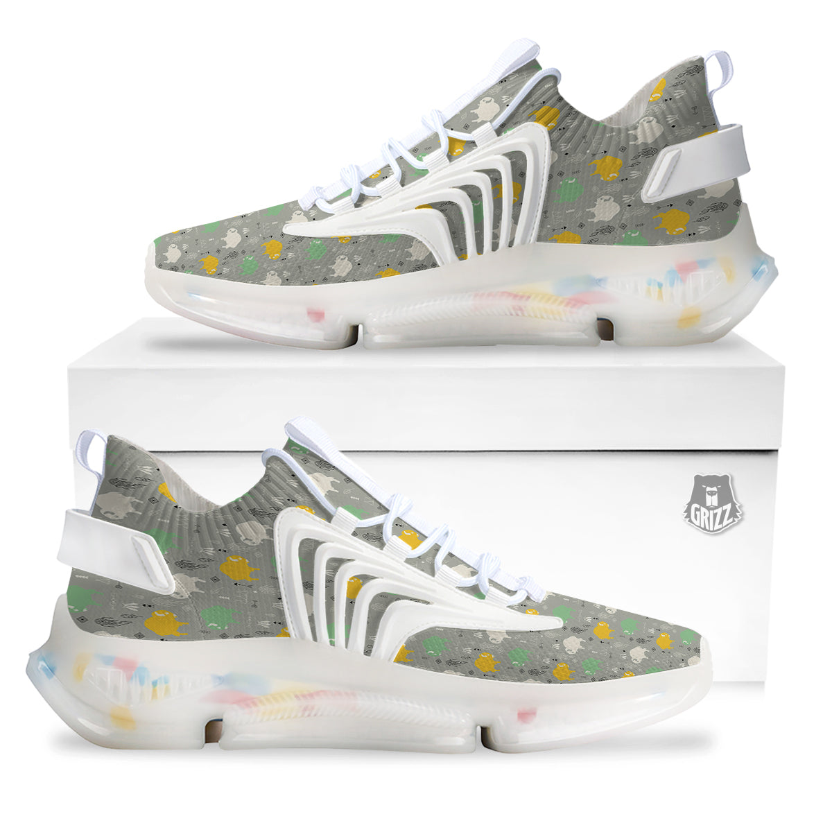 Aztec Bison Print Pattern White Gym Shoes-grizzshop