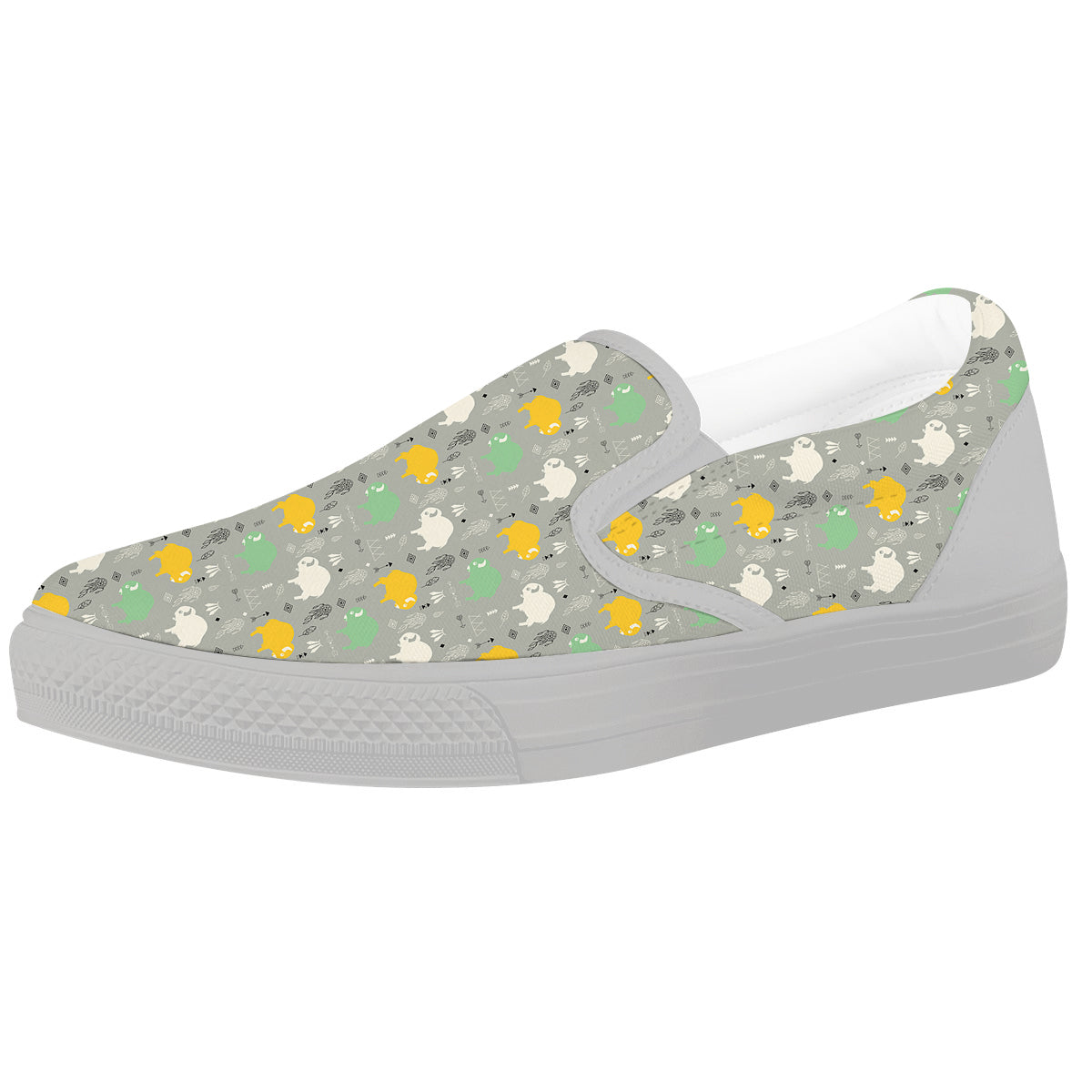 Aztec Bison Print Pattern White Slip On Shoes-grizzshop