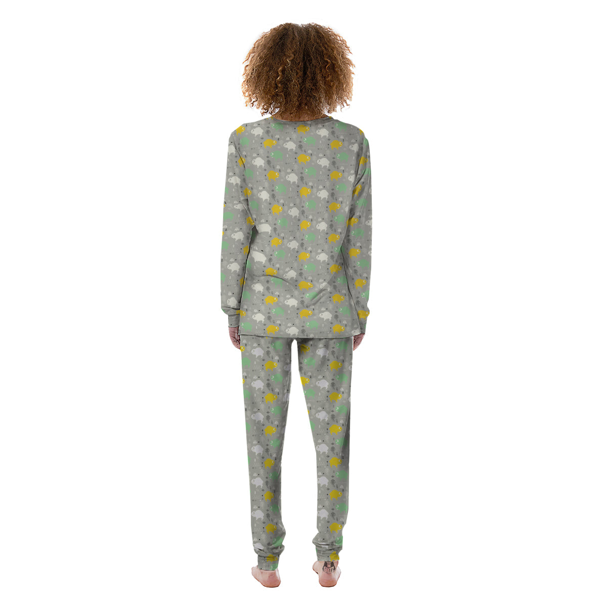 Aztec Bison Print Pattern Women's Pajamas-grizzshop