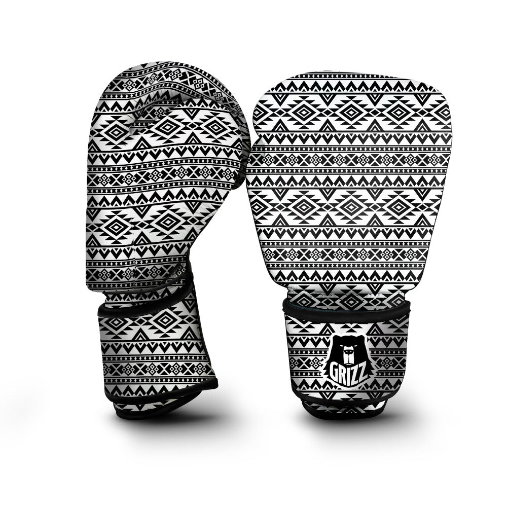 Aztec Black Ethnic Print Pattern Boxing Gloves-grizzshop