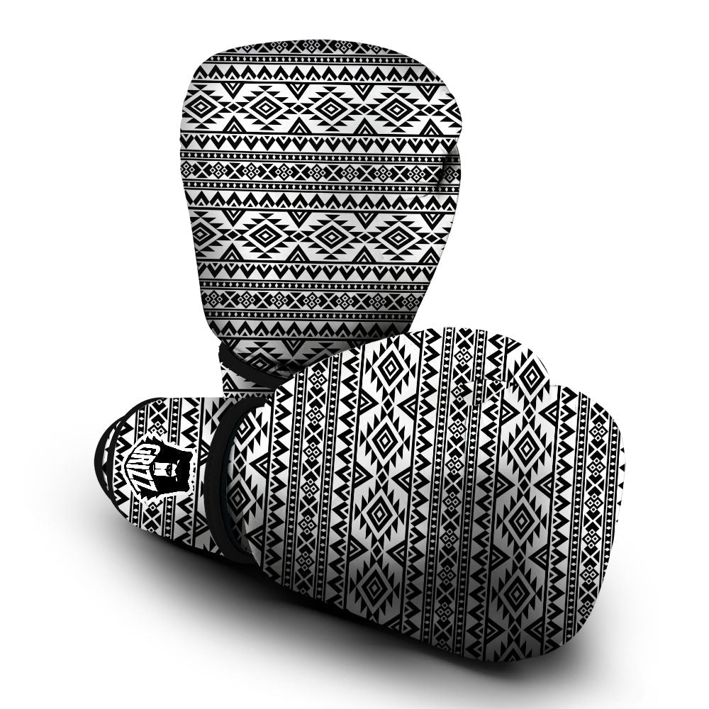 Aztec Black Ethnic Print Pattern Boxing Gloves-grizzshop