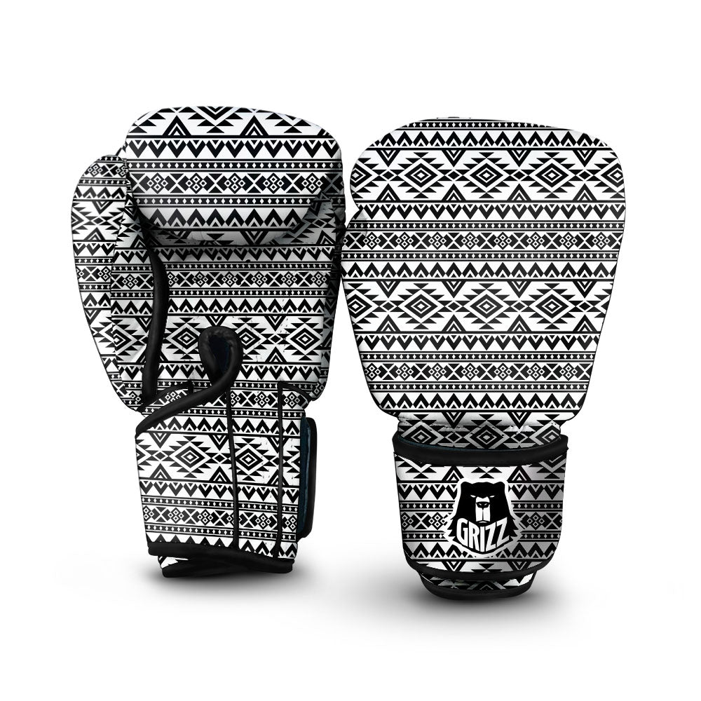 Aztec Black Ethnic Print Pattern Boxing Gloves-grizzshop
