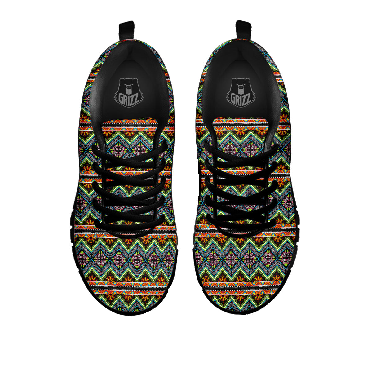 Aztec Boho Tribal Print Pattern Black Sneaker-grizzshop