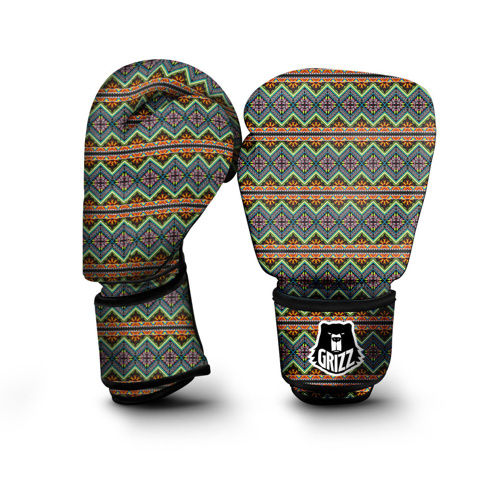 Aztec Boho Tribal Print Pattern Boxing Gloves-grizzshop