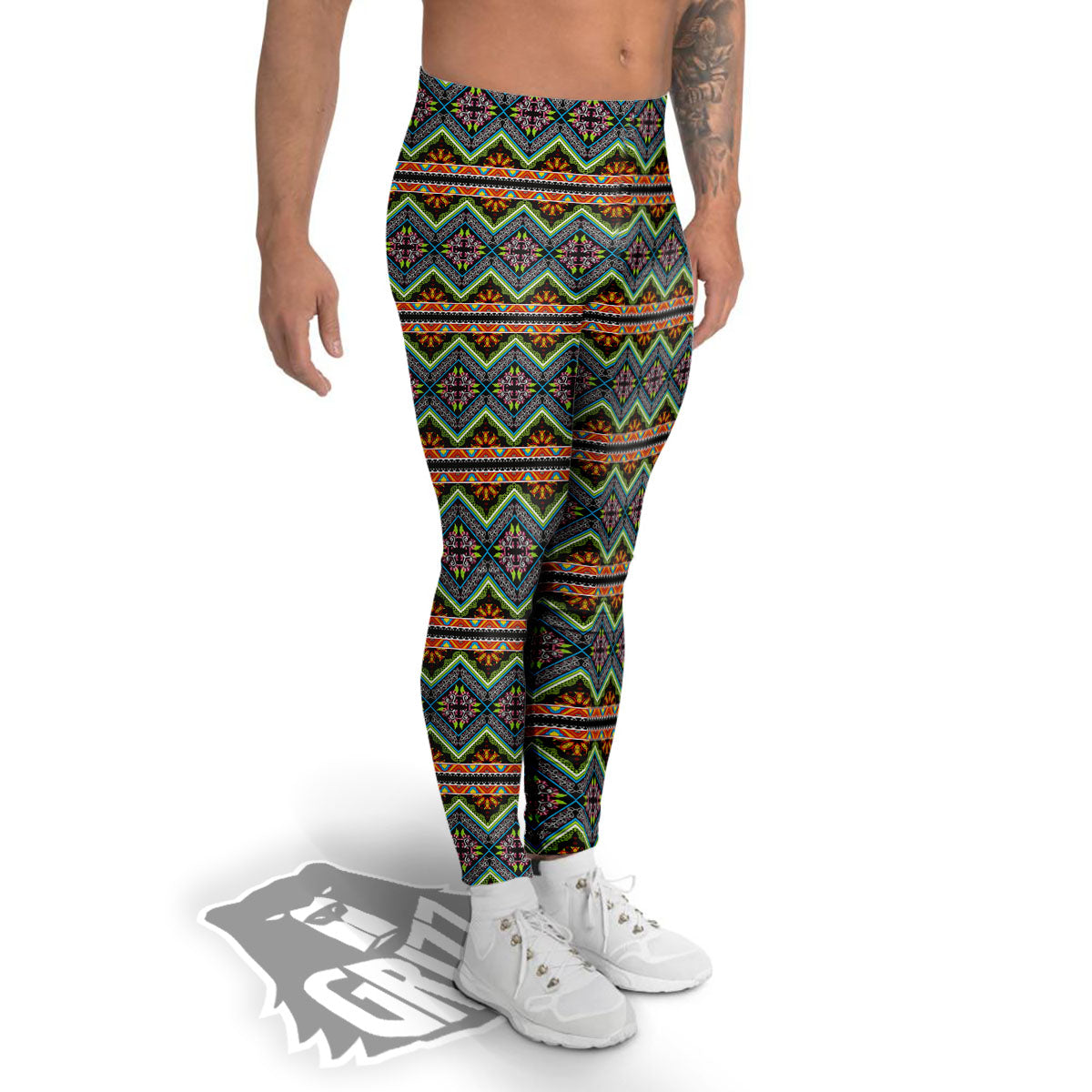 Aztec Boho Tribal Print Pattern Men's Leggings-grizzshop
