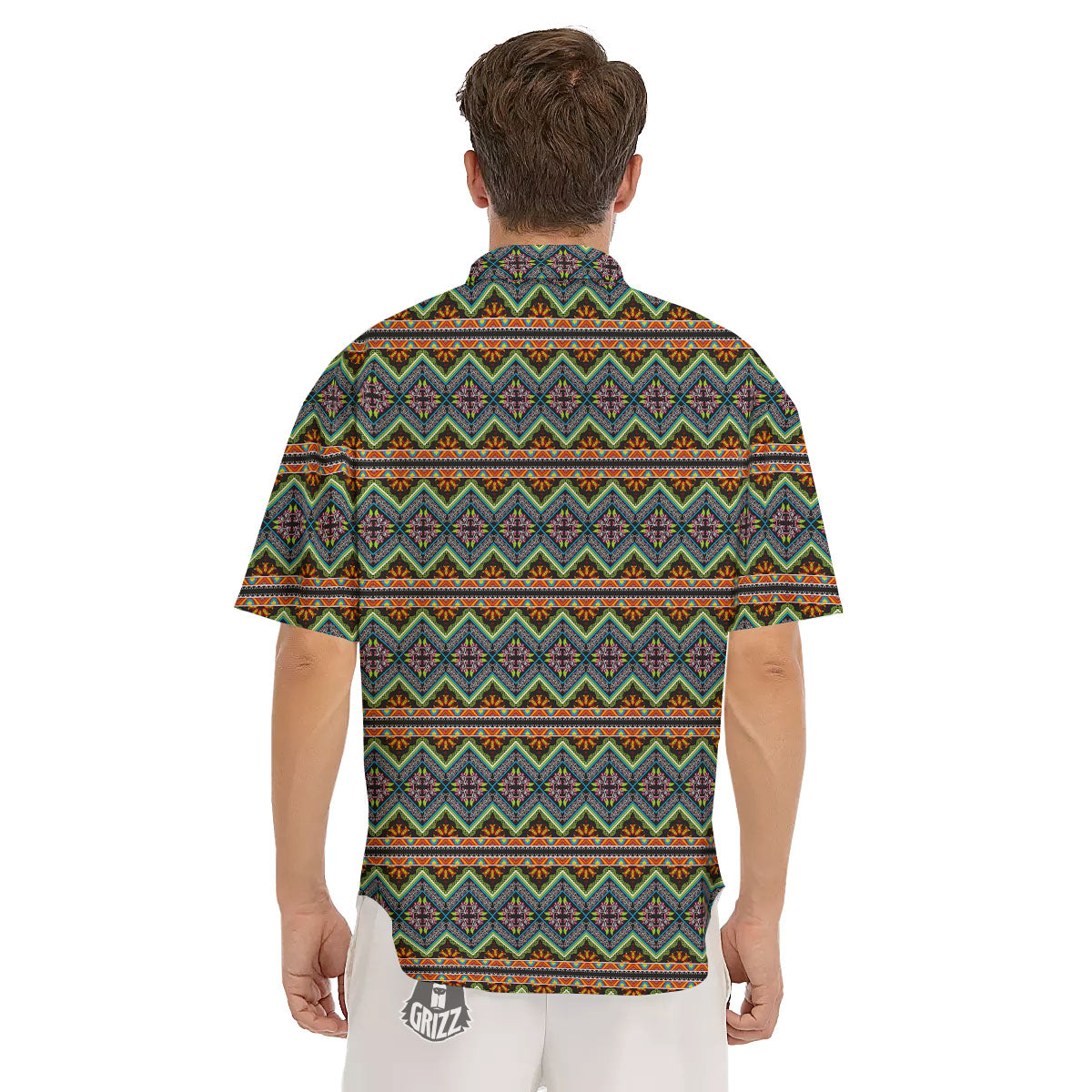 Aztec Boho Tribal Print Pattern Men's Short Sleeve Shirts-grizzshop