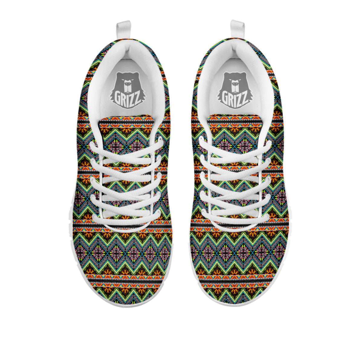 Aztec Boho Tribal Print Pattern White Sneaker-grizzshop