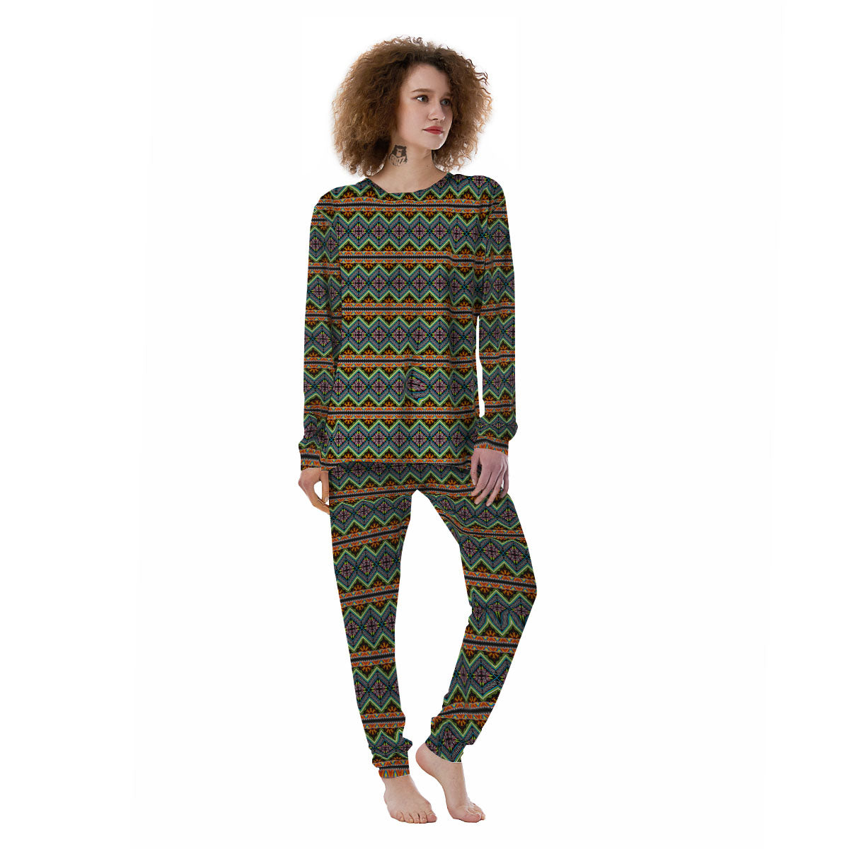 Aztec Boho Tribal Print Pattern Women's Pajamas-grizzshop