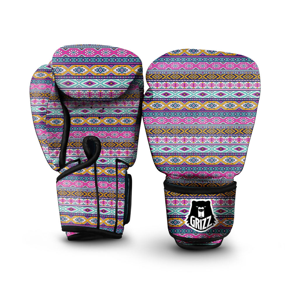 Aztec Bright Colors Print Pattern Boxing Gloves-grizzshop