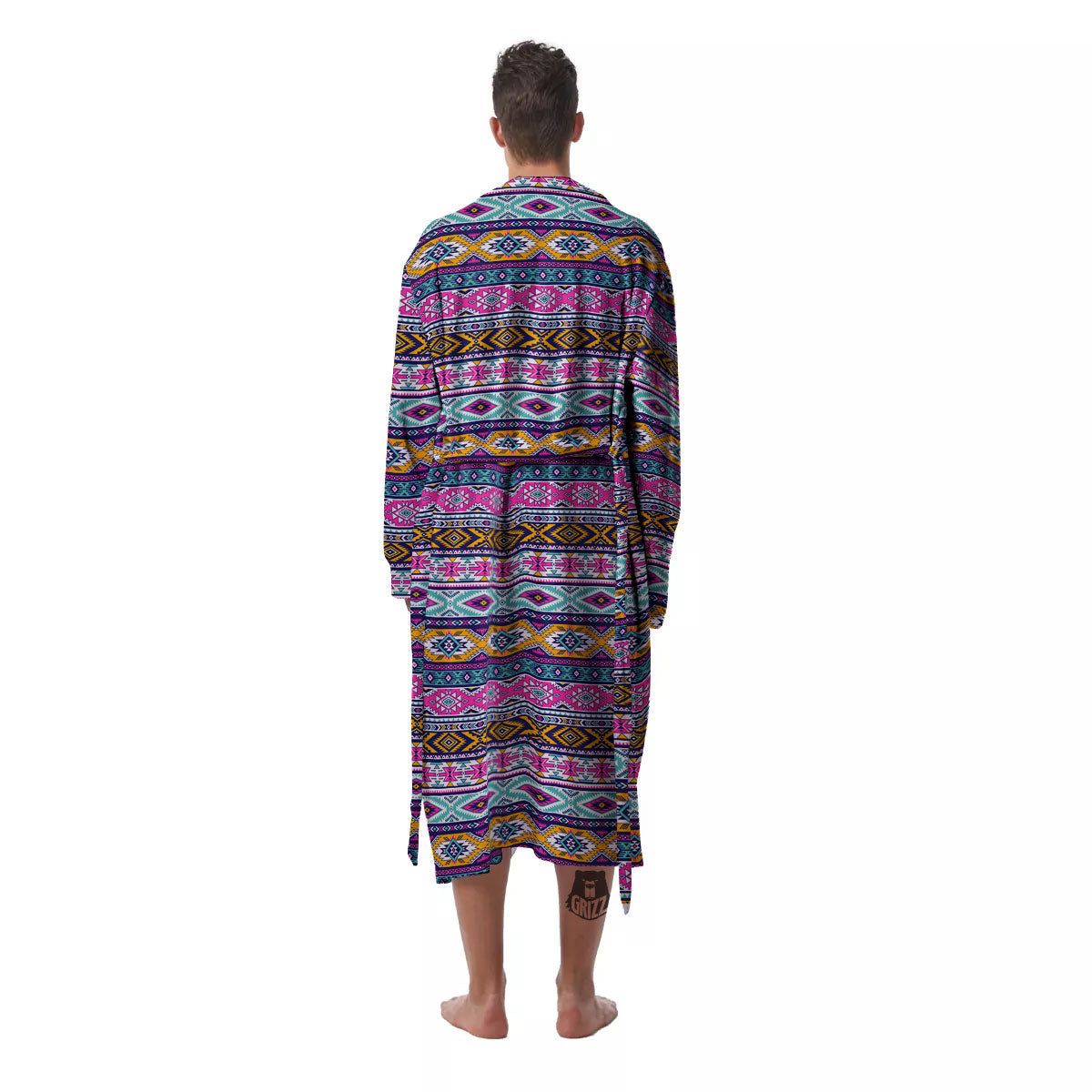 Aztec Bright Colors Print Pattern Men's Robe-grizzshop