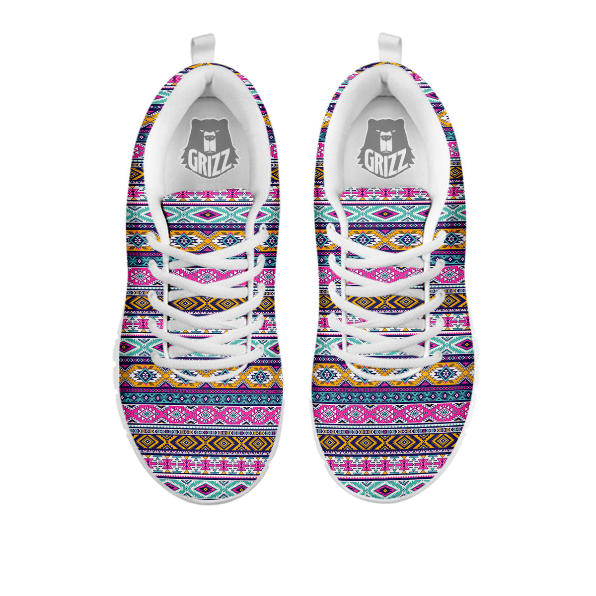 Aztec Bright Colors Print Pattern White Sneaker-grizzshop