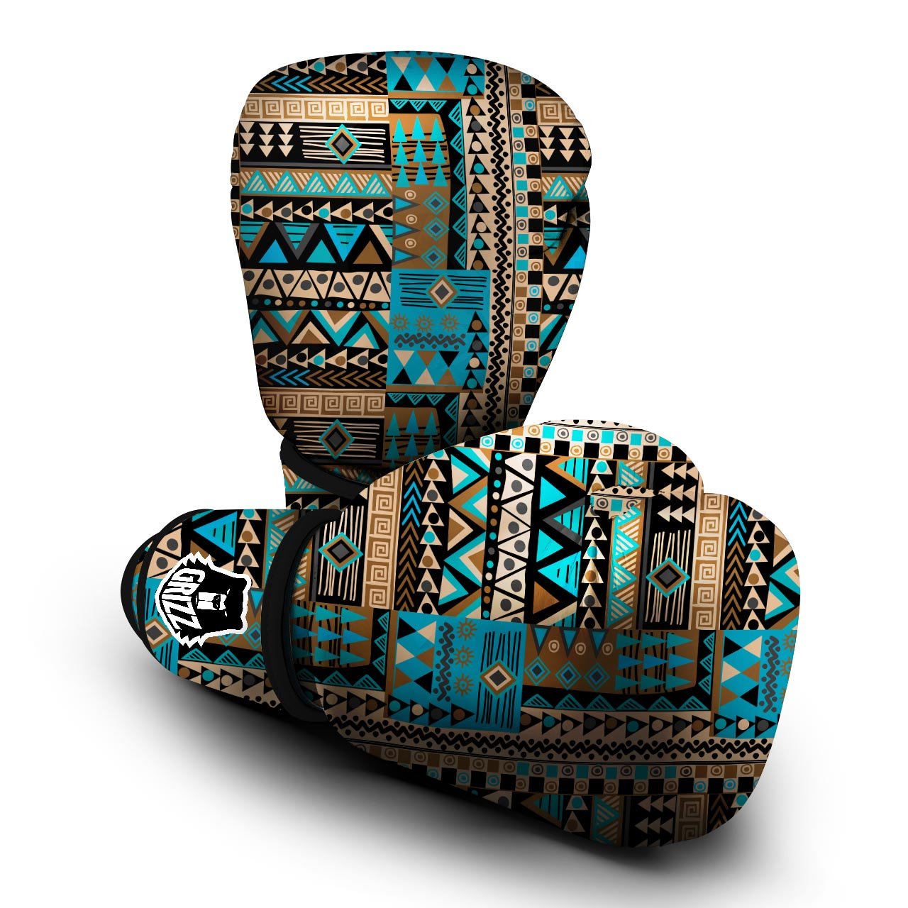 Aztec Brown And Teal Print Pattern Boxing Gloves-grizzshop