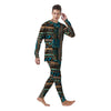 Aztec Brown And Teal Print Pattern Men's Pajamas-grizzshop