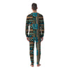 Aztec Brown And Teal Print Pattern Men's Pajamas-grizzshop