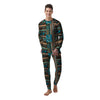 Aztec Brown And Teal Print Pattern Men's Pajamas-grizzshop