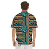 Aztec Brown And Teal Print Pattern Men's Short Sleeve Shirts-grizzshop