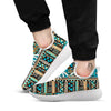 Aztec Brown And Teal Print Pattern White Athletic Shoes-grizzshop