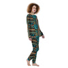 Aztec Brown And Teal Print Pattern Women's Pajamas-grizzshop