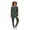 Aztec Brown And Teal Print Pattern Women's Pajamas-grizzshop