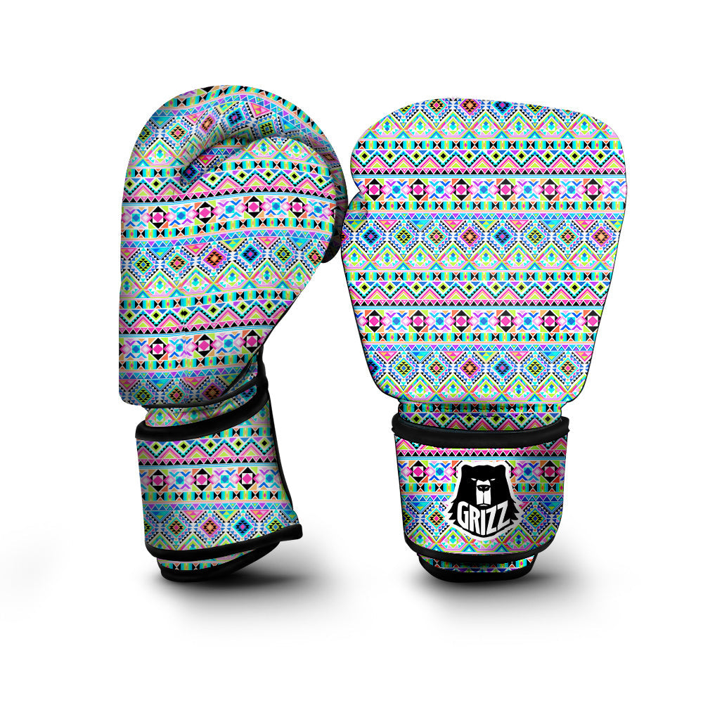 Aztec Colorful Print Pattern Boxing Gloves-grizzshop