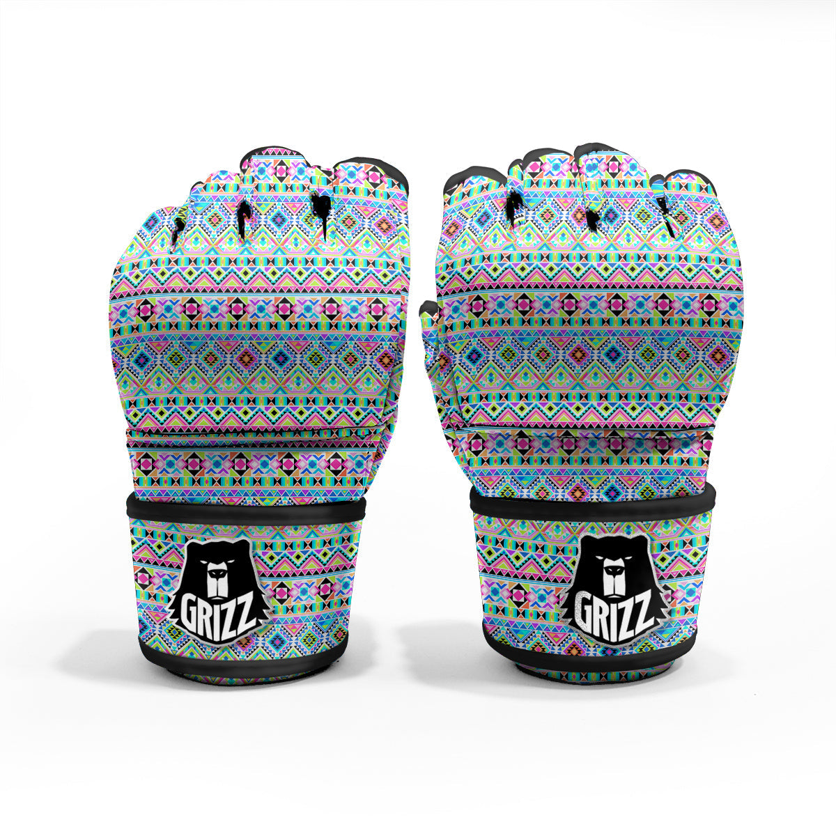 Aztec Colorful Print Pattern MMA Gloves-grizzshop
