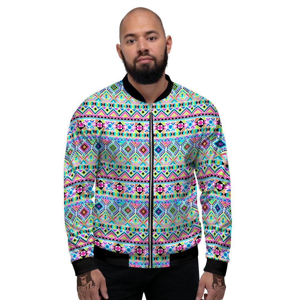 Aztec Colorful Print Pattern Men's Bomber Jacket-grizzshop