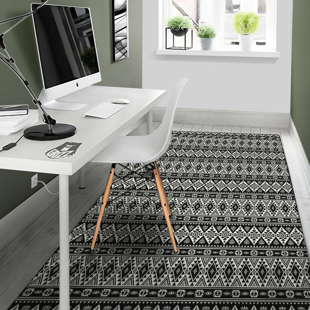 Aztec Dark Grey Print Pattern Floor Mat-grizzshop