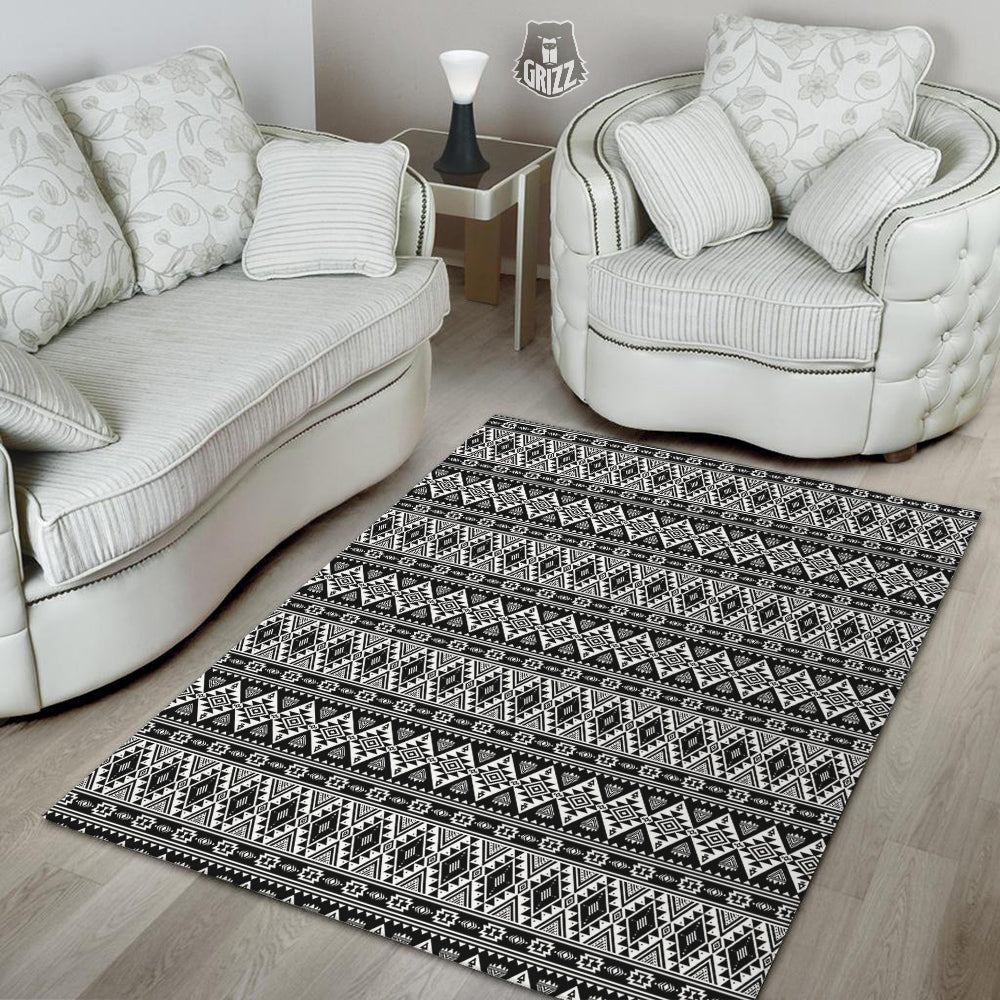 Aztec Dark Grey Print Pattern Floor Mat-grizzshop