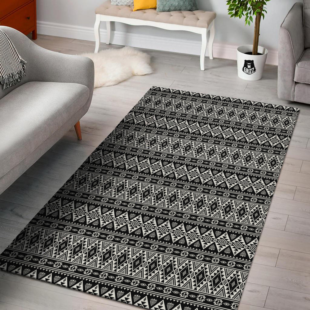 Aztec Dark Grey Print Pattern Floor Mat-grizzshop