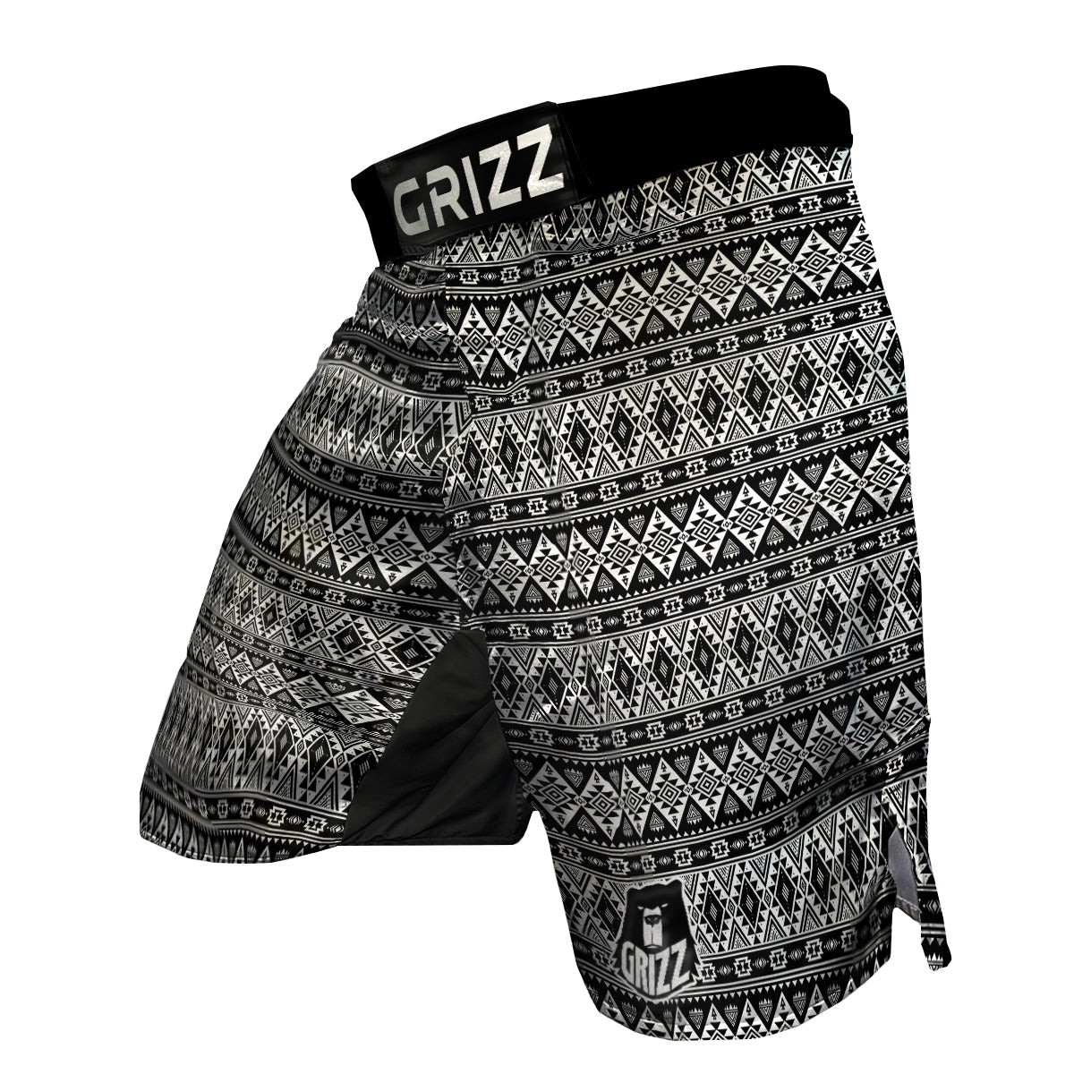 Aztec Dark Grey Print Pattern MMA Shorts-grizzshop
