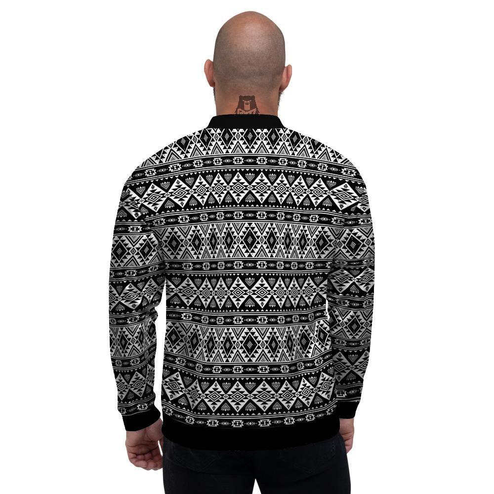 Aztec Dark Grey Print Pattern Men's Bomber Jacket-grizzshop