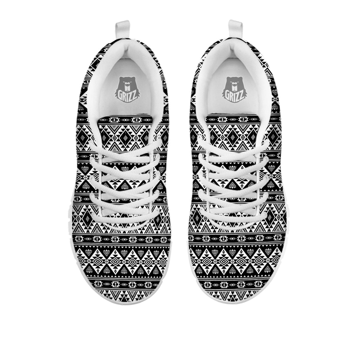 Aztec Dark Grey Print Pattern White Sneaker-grizzshop